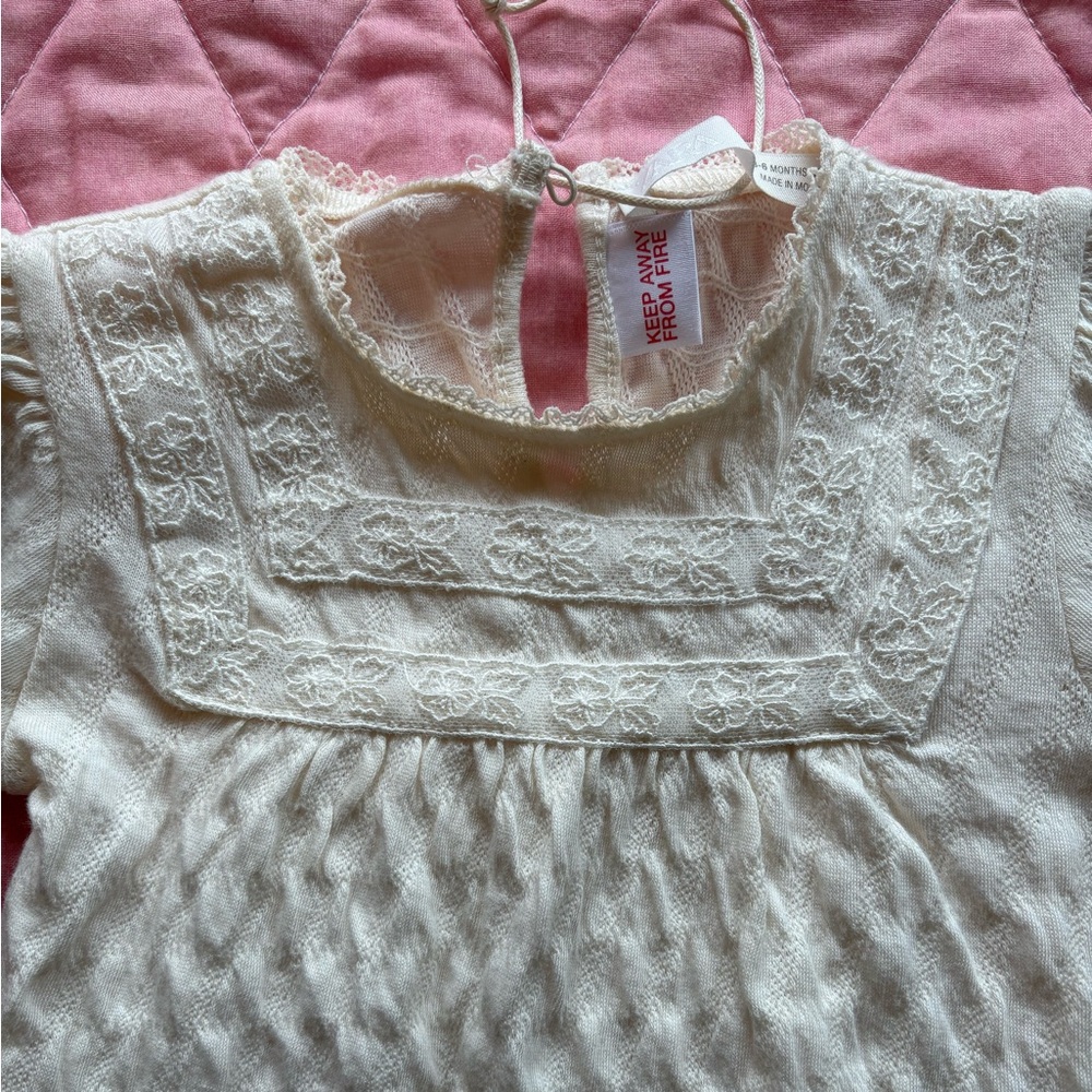 Zara new 3-6 months Cream Lace Long Sleeve Baby One Piece - Picture 2 of 5